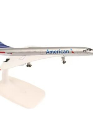 American Concorde 20cm Diecast Airplane Model with Wheels & Stand – Metal Aircraft for Home & Office Decoration – Airline Collectible