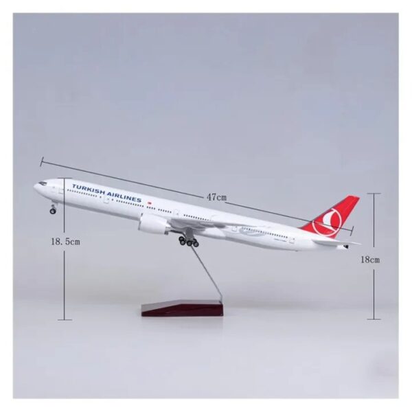 Turkish Airlines Boeing 777 Aircraft Model (47cm) – Large Resin Diecast Airplane with Lights & Wheels  Big size | Miniature Display Collectible Plane