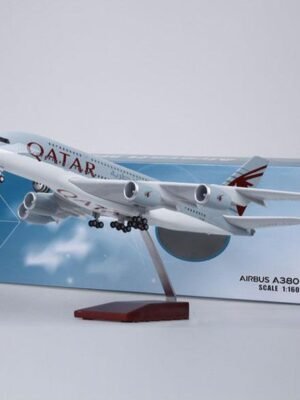 Qatar Airways Airbus A380 Aircraft Model – Big Size 47 cm (1.6 Feet) Scale 1:100 Alloy Diecast Airplane with Stand & Wheels | Airline Model for Home & Office Decoration