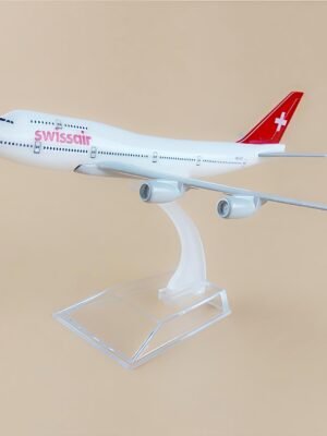 SWISS Airlines Boeing 747-400 Model Plane 16cm | 1:400 Alloy Metal Aircraft with Stand | Collectible Display Model