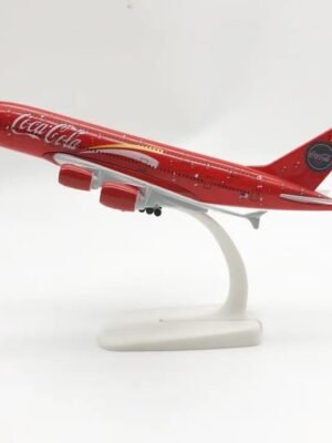 Coca-Cola Airbus A380 Diecast Metal Airplane Model with Wheels – 1:300 Scale Collectible Aircraft Toy