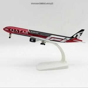 Qatar Airways Boeing 777-300 20cm Diecast Model Airplane – Formula 1 Special Livery, Alloy Metal Aircraft Replica with Landing Gear & Wheels