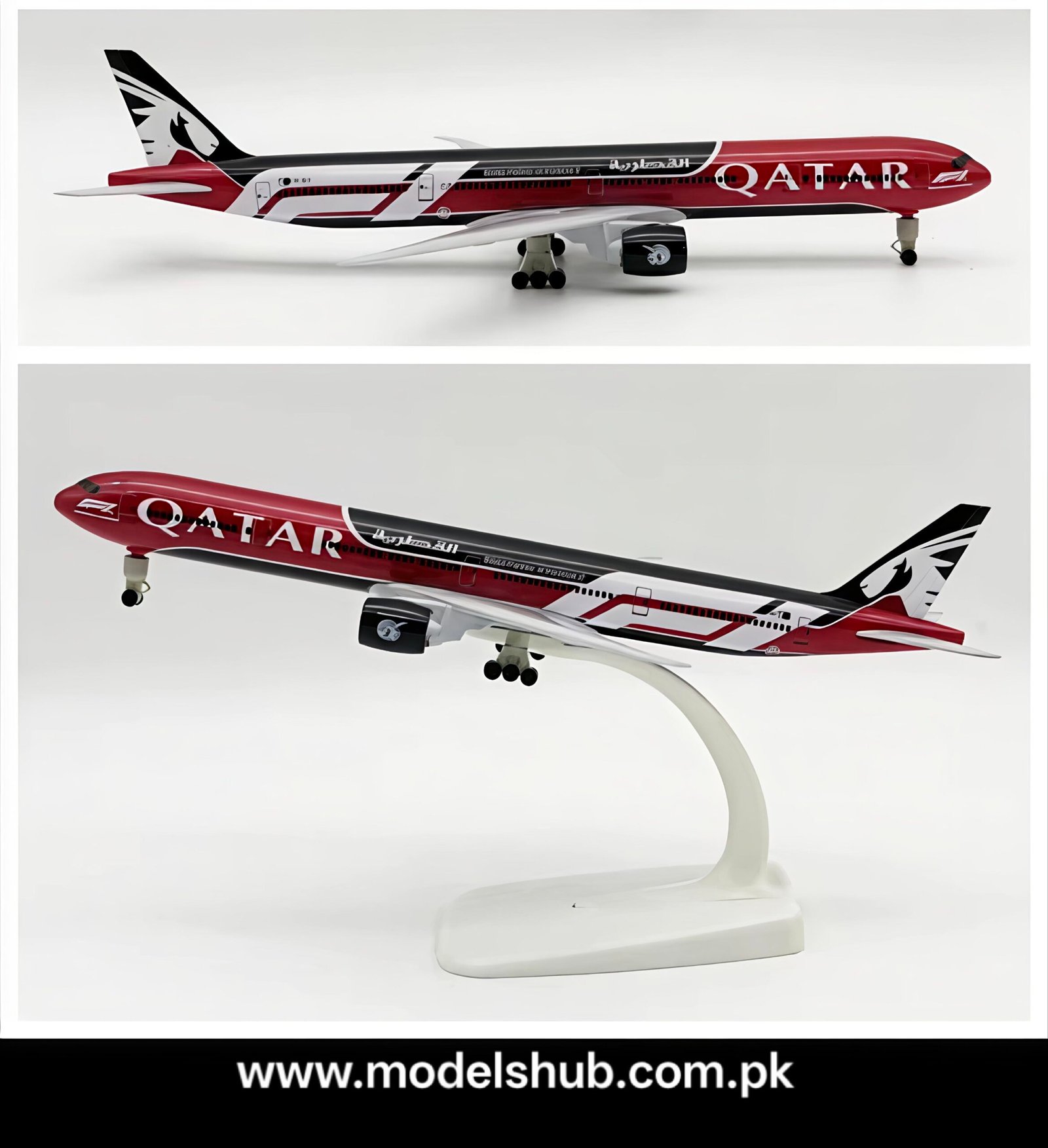 Qatar Airways Boeing 777-300 20cm Diecast Model Airplane – Formula 1 Special Livery, Alloy Metal Aircraft Replica with Landing Gear & Wheels - Image 3